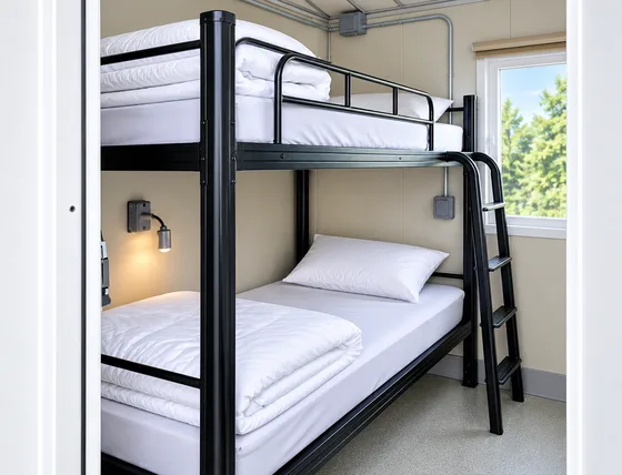 Supplied reference image labelled 20ft accommodation unit bunk bed interior.