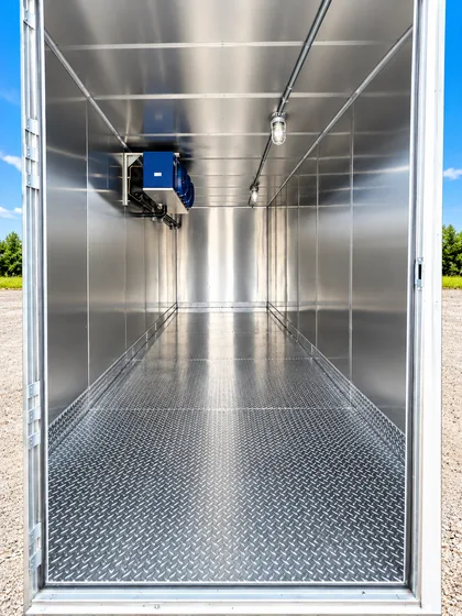 Supplied reference image labelled 20ft refrigerated trailer cold storage interior.