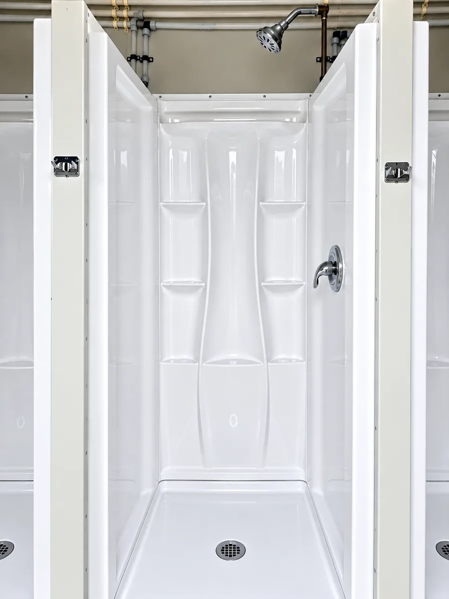 Supplied reference image labelled mobile shower container interior.