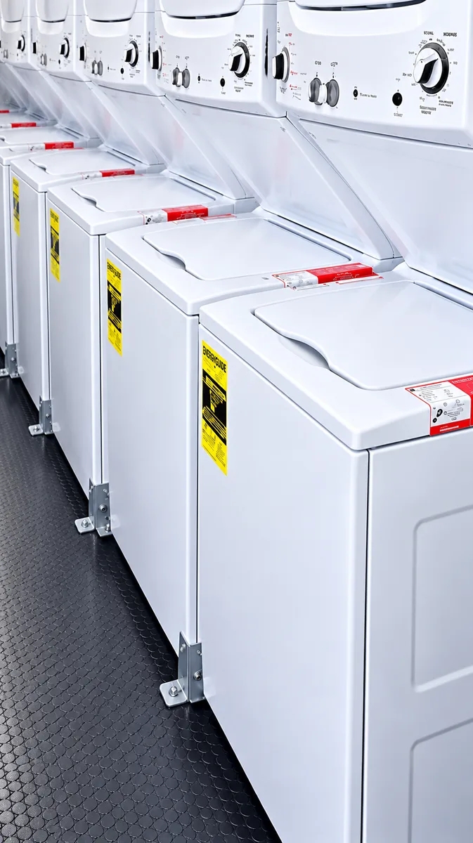 Supplied reference image labelled 24ft commercial laundry trailer washing machines.