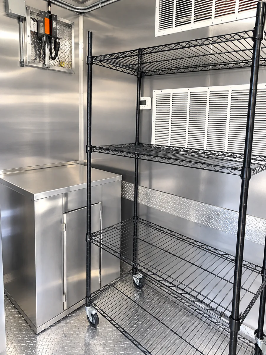 Supplied reference image labelled 26ft baby bulk kitchen trailer interior.